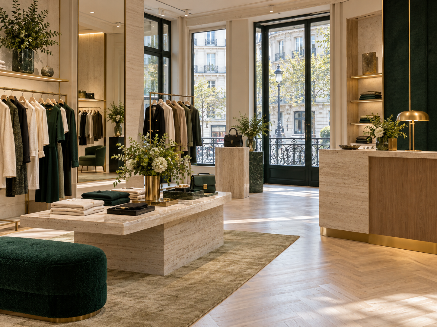Boutique de luxe lumineuse et épurée