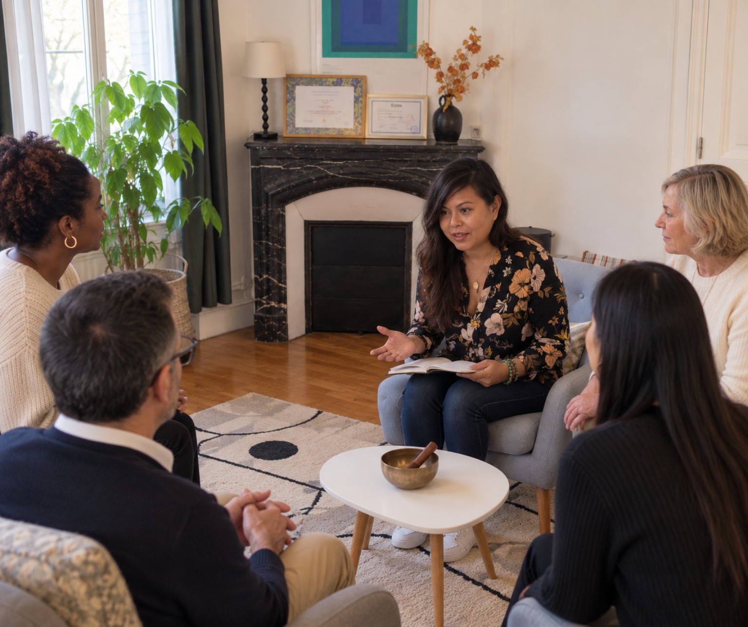 Roselyne KEO anime une séance collective dans son cabinet