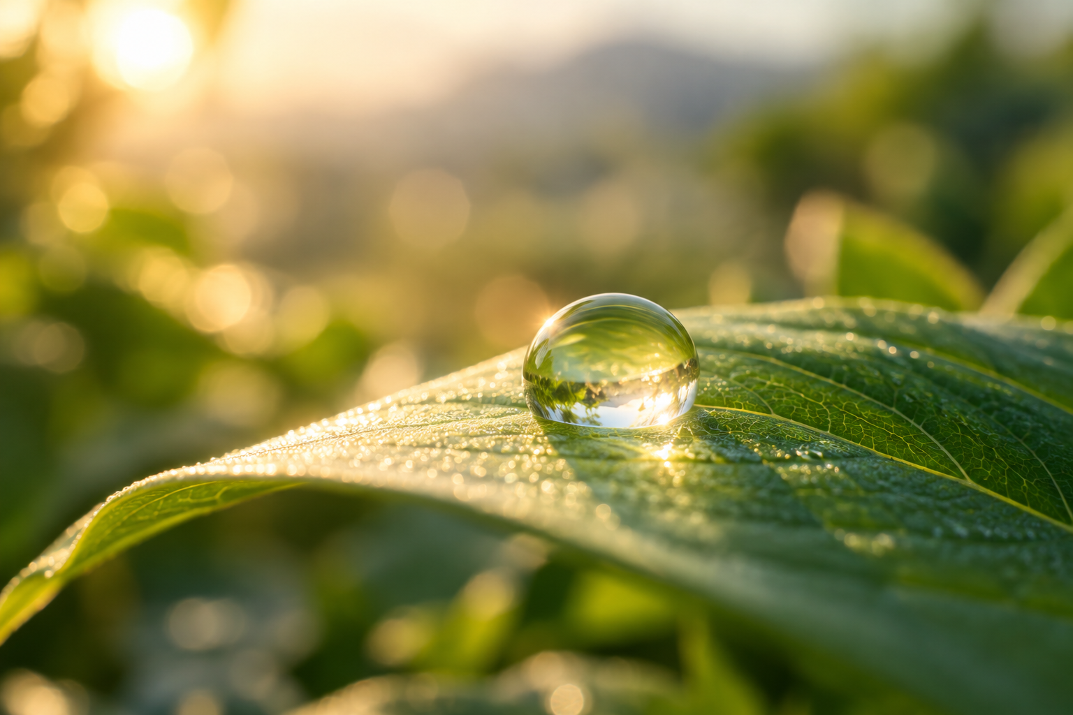 Goutte d'eau sur une feuille verte, sophrologie à Vincennes et attention à l'instant présent