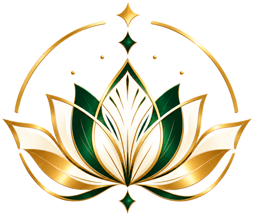 Logo KEO Harmonie, lotus doré et vert